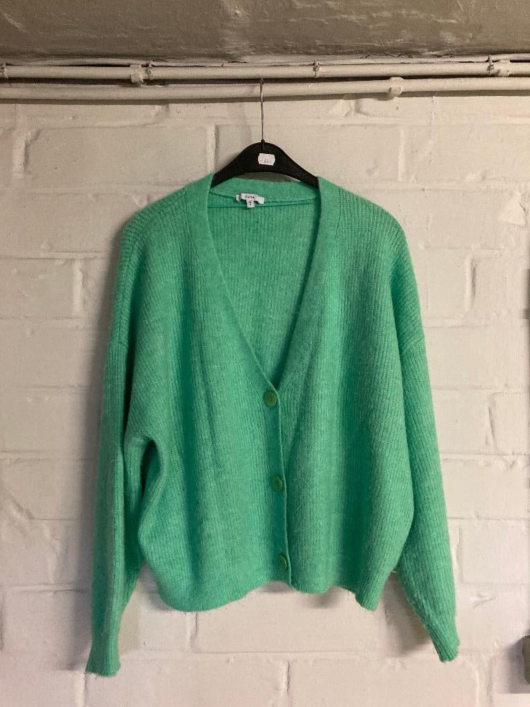 Groene cardigan, Sora, maat M/L De kleur is iets feller, Taille 38/40 (M), Enlèvement ou Envoi, Comme neuf, Vert