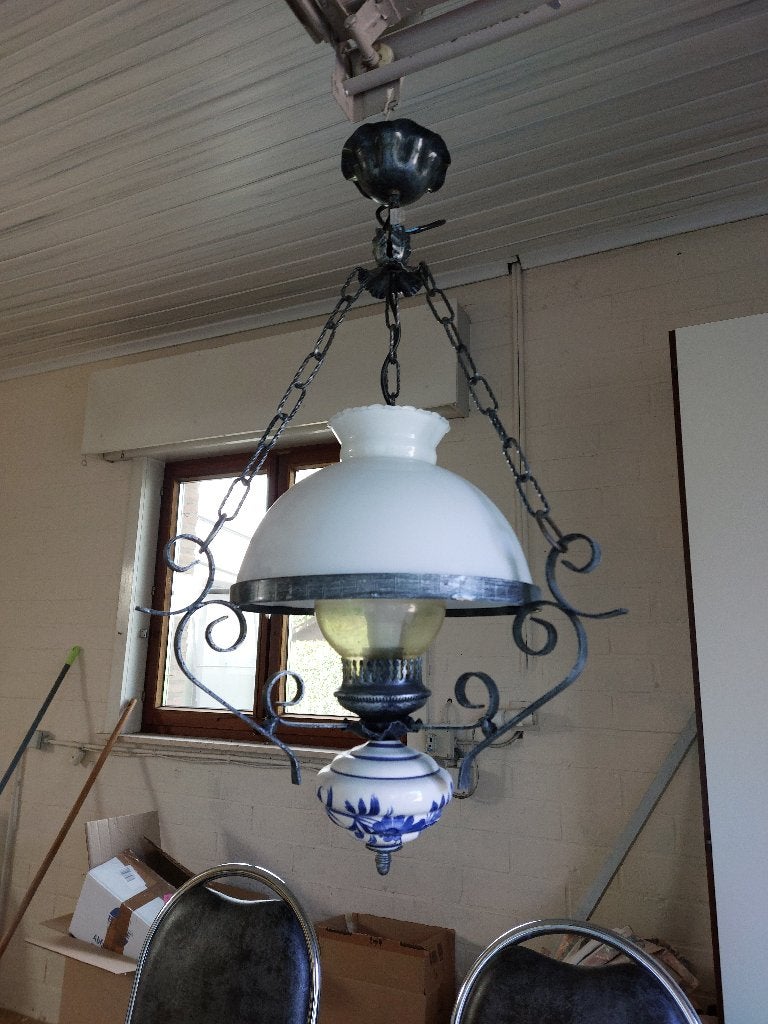 Vintage hanglamp, Ophalen, Gebruikt, Glas