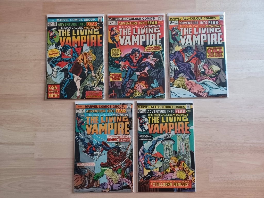 Morbius The living vampire 1974 (5 comics), Livres, BD | Comics, Marvel Comics, Enlèvement ou Envoi, Comme neuf, Plusieurs comics
