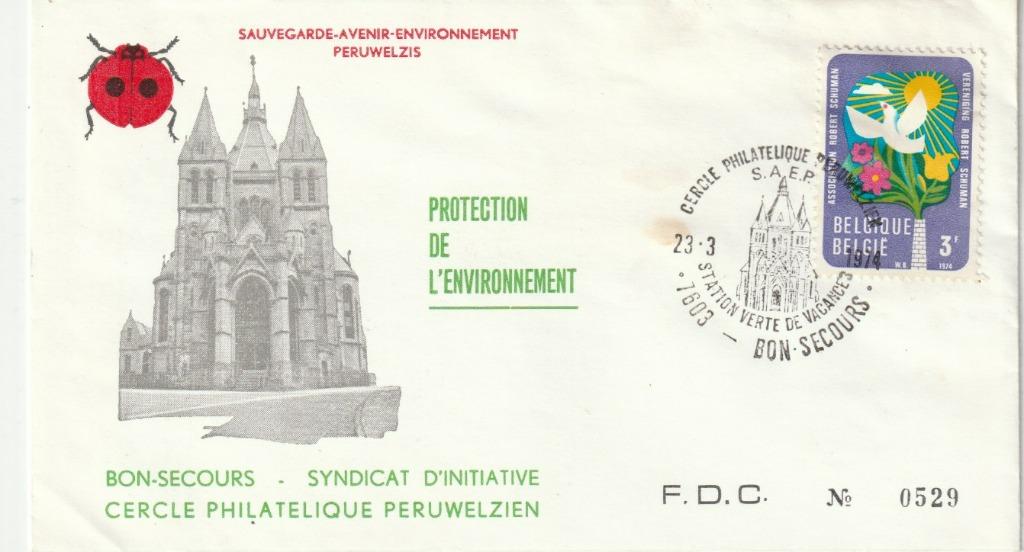 FDC ENVELOPPE BON-SECOURS 1974 N° 0529, Timbres & Monnaies, Enlèvement ou Envoi, Affranchi, Avec enveloppe, Oblitération 1er jour
