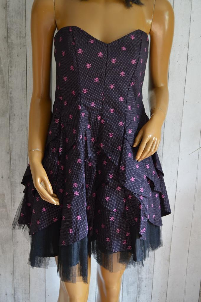 * Dead threvos jurk met doodskoppen zwart roze XL, Overige kleuren, Dead threvos, Maat 46/48 (XL) of groter, Ophalen of Verzenden