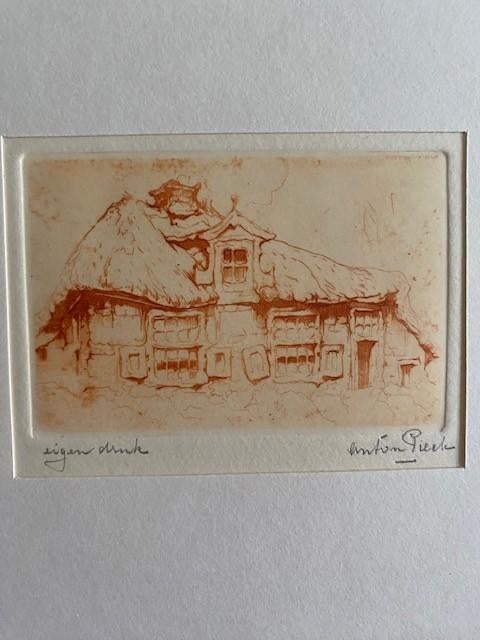 Anton Pieck (1895-1987) 'Huisje te Giethoorn' (1920), Antiek en Kunst, Kunst | Etsen en Gravures, Ophalen