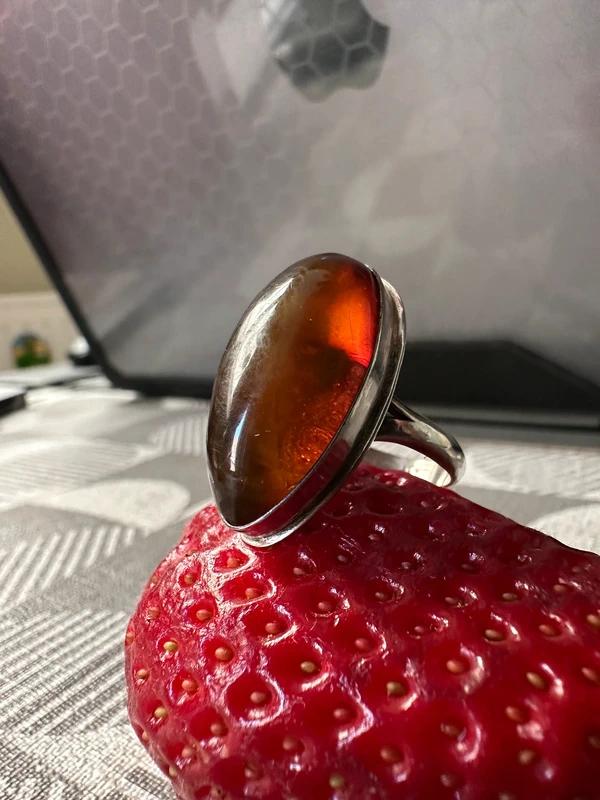 Zilveren ring met barnsteen, Ophalen of Verzenden, Zo goed als nieuw, Zilver, Zilver