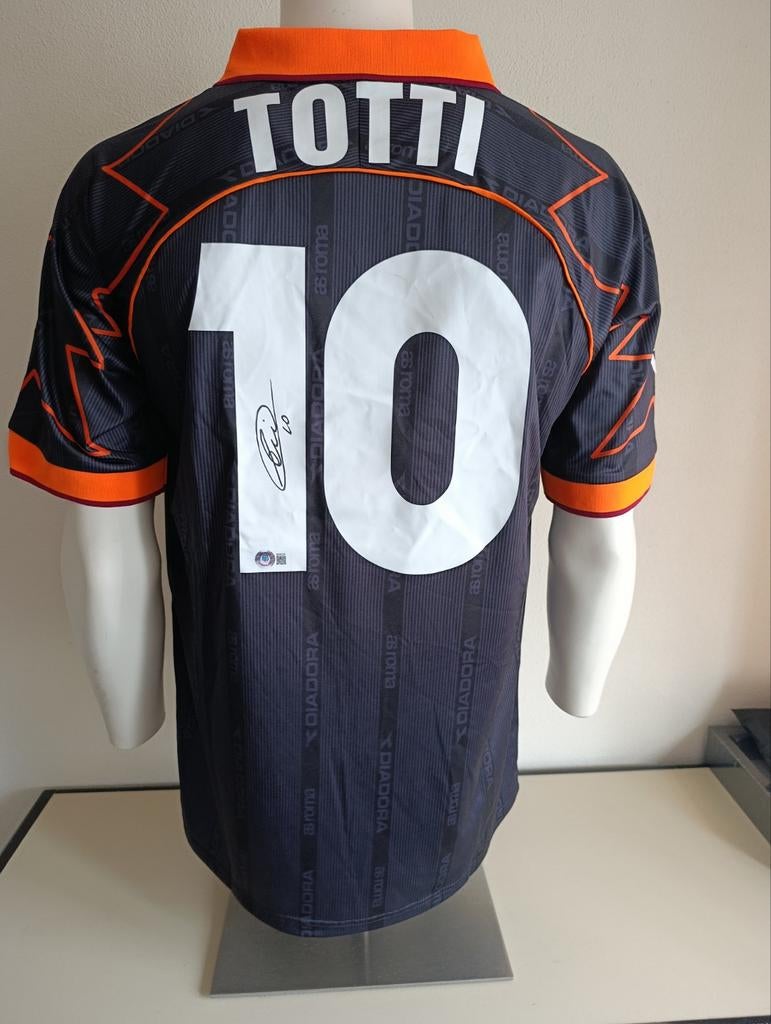 maillot signé AS Roma par Francesco Totti. Avec Beckett, Enlèvement ou Envoi, Maillot