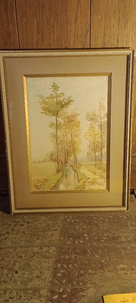 Aquarelschilderij gesigneerd L. LEROUX, 1942, 29x37, n363, Antiek en Kunst, Kunst | Schilderijen | Klassiek, Ophalen of Verzenden