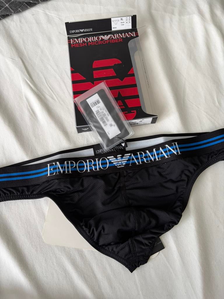 Emporio Armani Thong men, Verzenden, Zwart, Slip