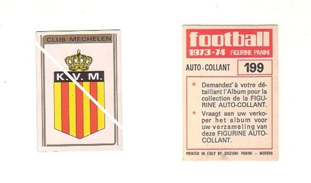 Panini Football 1973 - 74 / Embleem KV Mechelen, Verzamelen, Verzenden, Gebruikt, Poster, Plaatje of Sticker