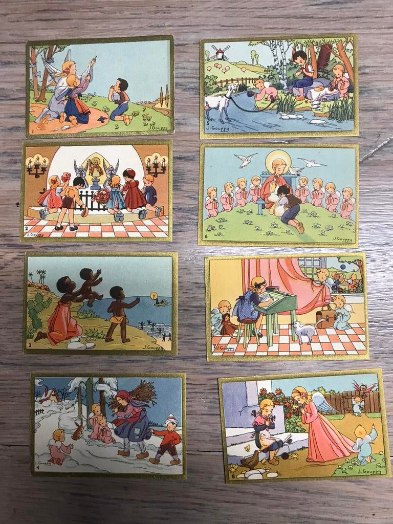Notre père. Cartes de prière de J. Gouppy, Enfant, Avant 1940, Gravure, Utilisé