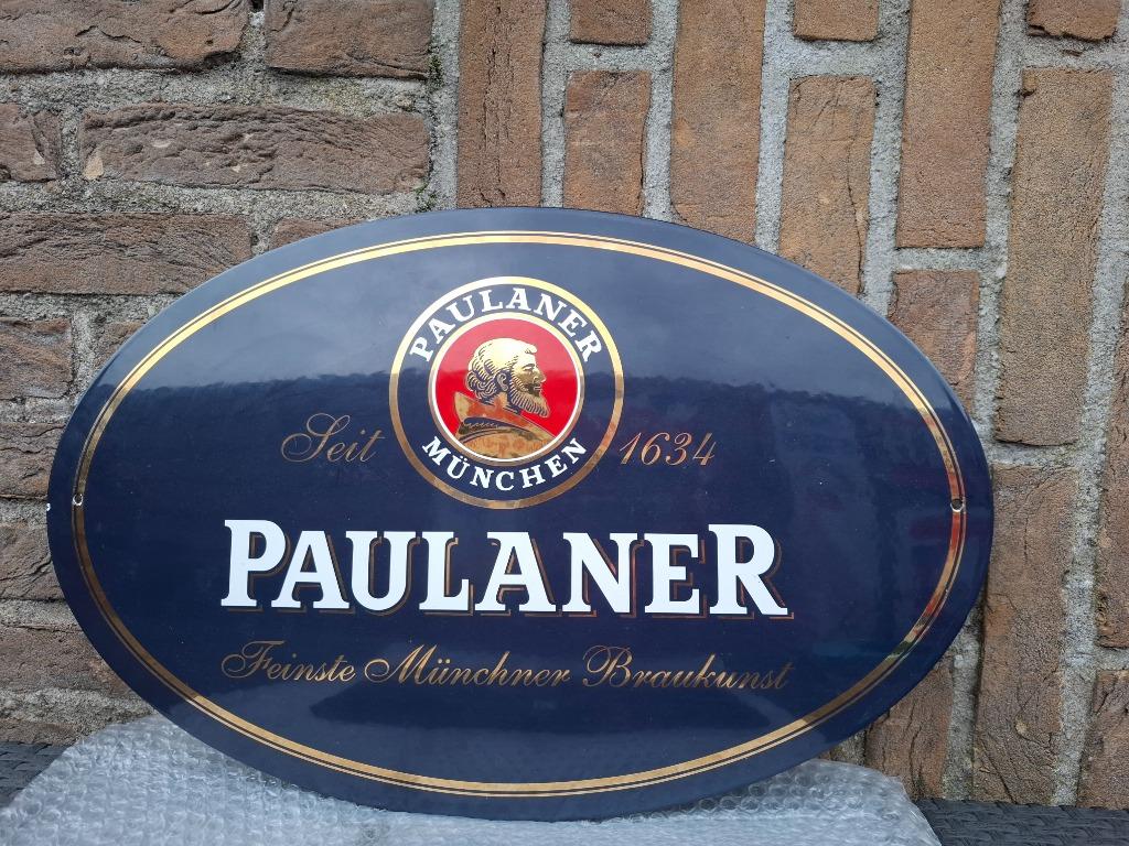 Planche émaillée Paulaner, Collections, Marques de bière, Neuf, Panneau, Plaque ou Plaquette publicitaire, Autres marques, Enlèvement ou Envoi