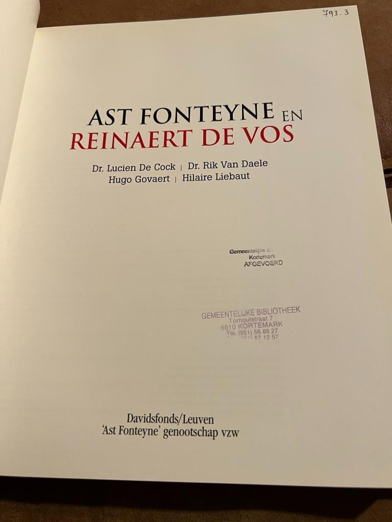Ast Fonteyne en Reinaert De Vos, Ophalen of Verzenden, Gelezen, Lucien De Cock