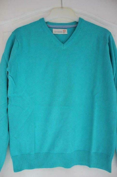 Pull V ZARA turquoise (9-10 ans), Enlèvement ou Envoi, Utilisé, Garçon, Pull ou Veste
