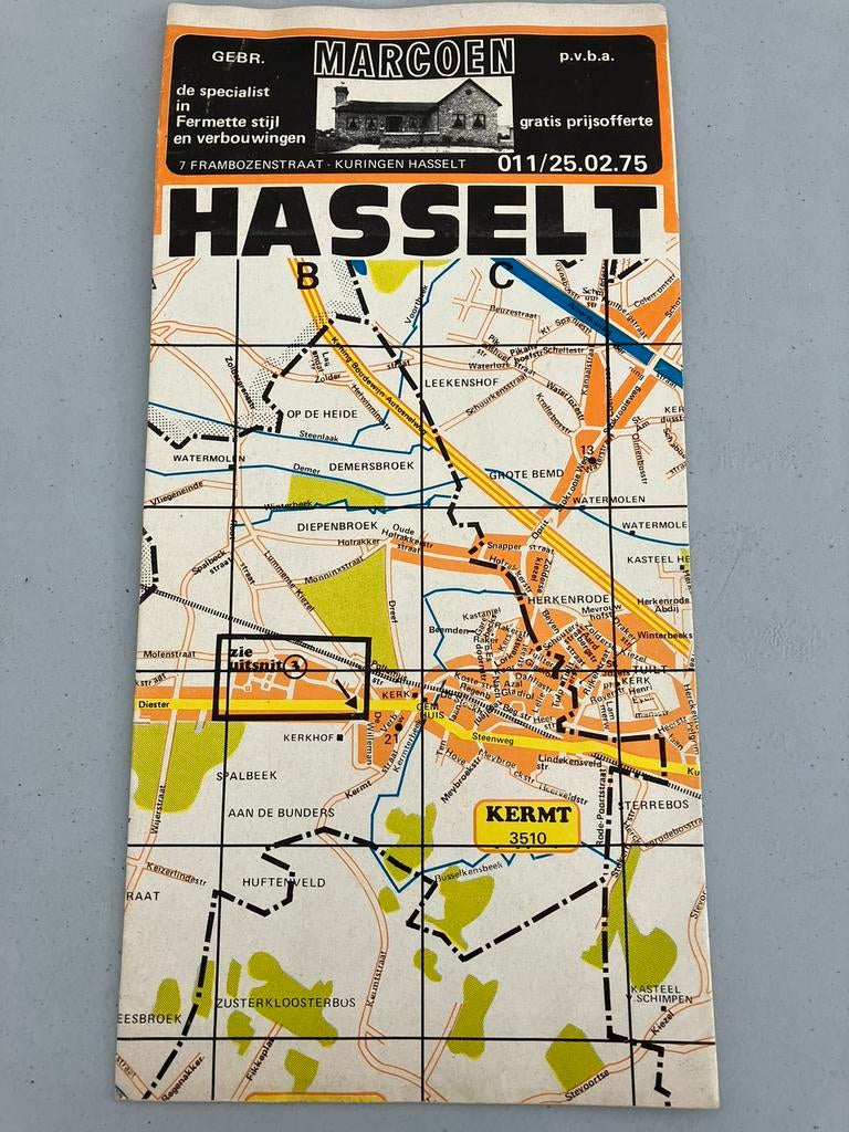 VINTAGE stratenplan HASSELT., Boeken, Ophalen of Verzenden