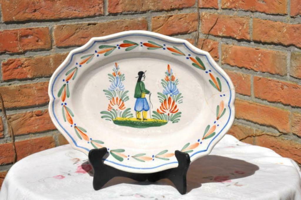 §plat oval henriot  quimper cassure recollée (43), Antiquités & Art, Enlèvement ou Envoi