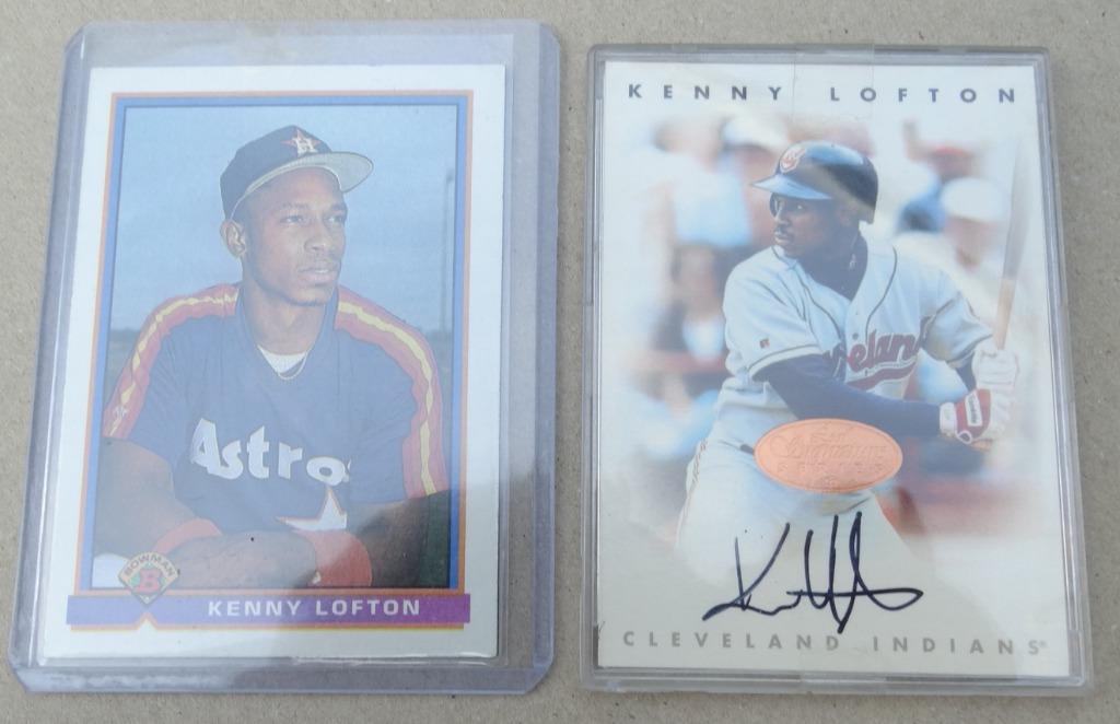 MLB Kenny Lofton - 1991 Topps Bowman + Leaf signature '96, Envoi, Comme neuf, Plusieurs images