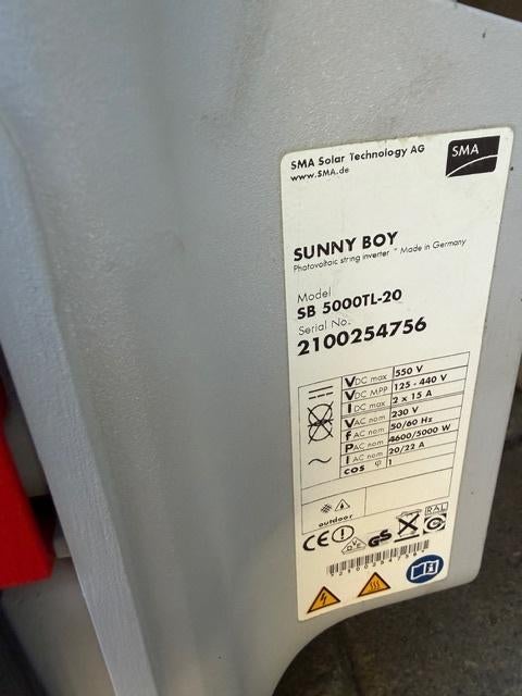omvormer SMA SUNNY BOY (5 kw), Ophalen, Gebruikt