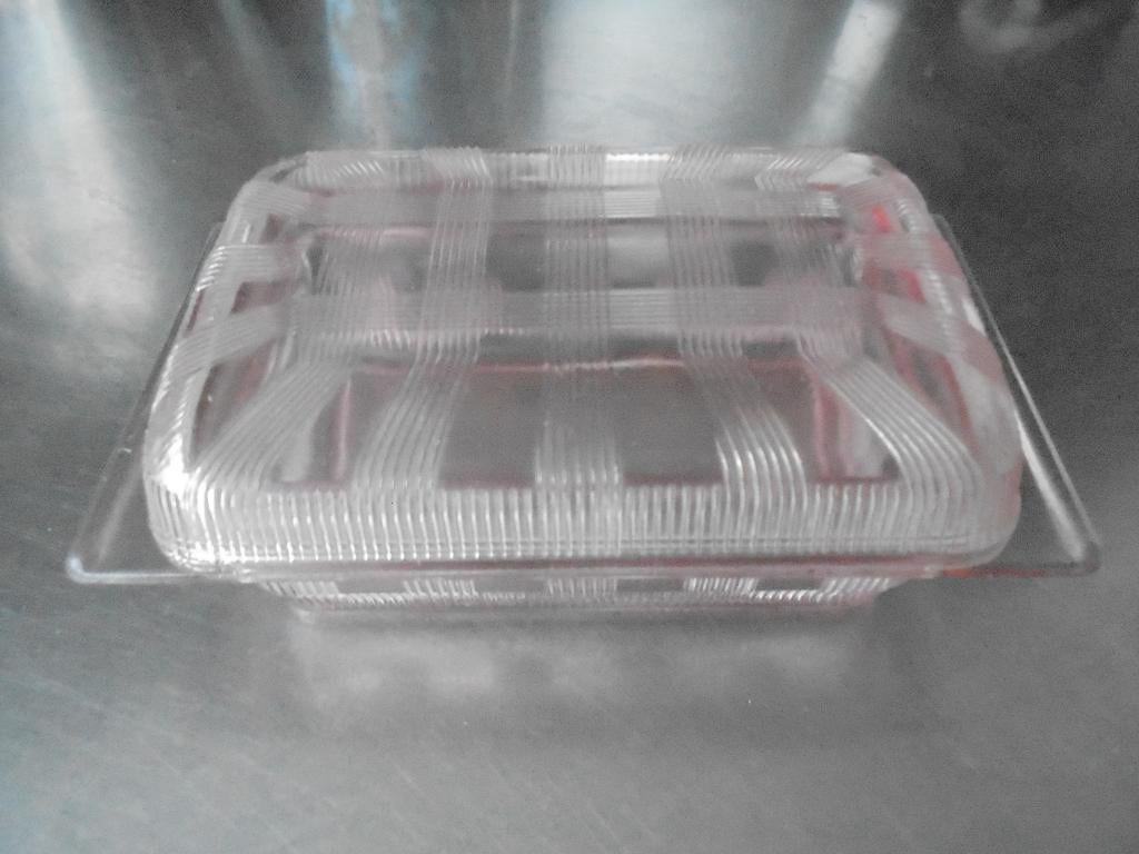 Beurrier en verre art déco rose des années 1930, Enlèvement ou Envoi