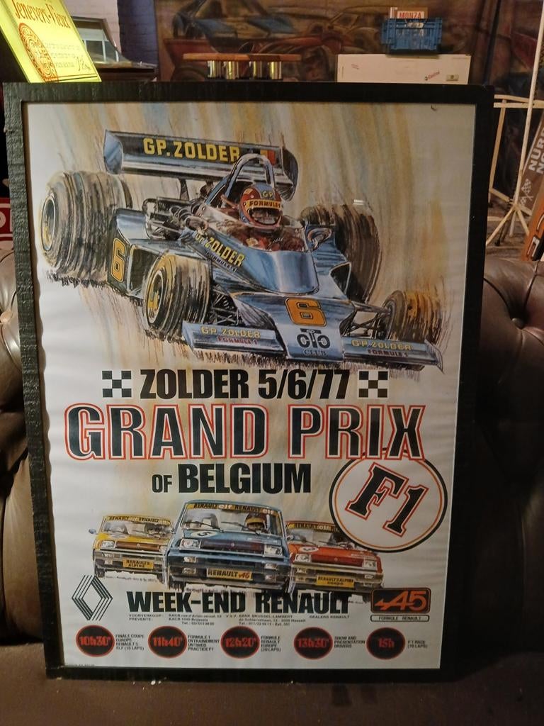 Affiches de course encadrées, affiches de rallye, Monza, Mon, Collections, Posters & Affiches, Utilisé, Enlèvement