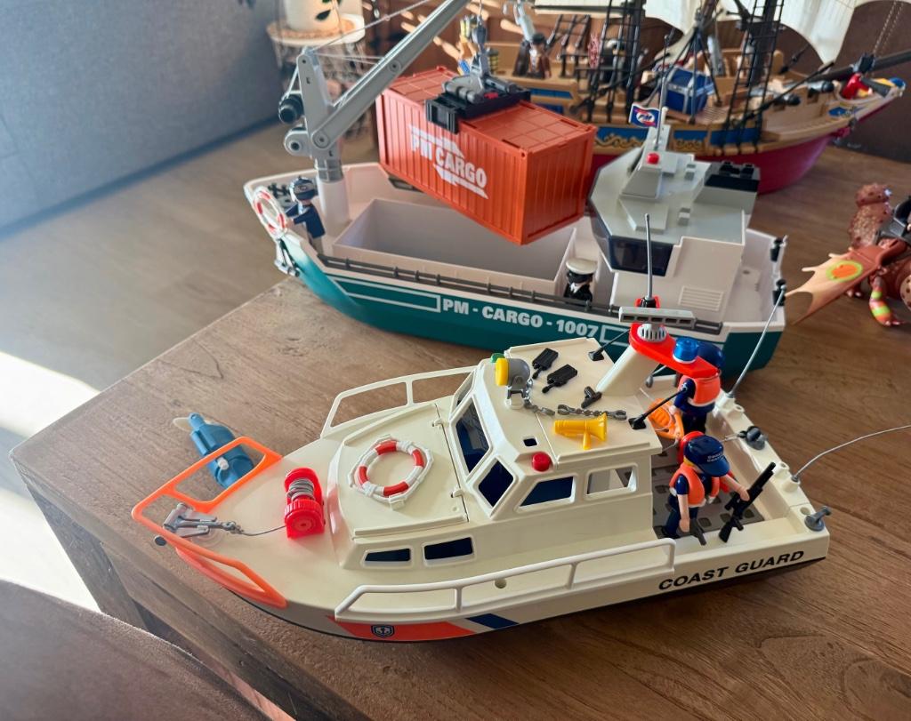 Playmobil container boot en politie boot, Enlèvement, Utilisé, Ensemble complet