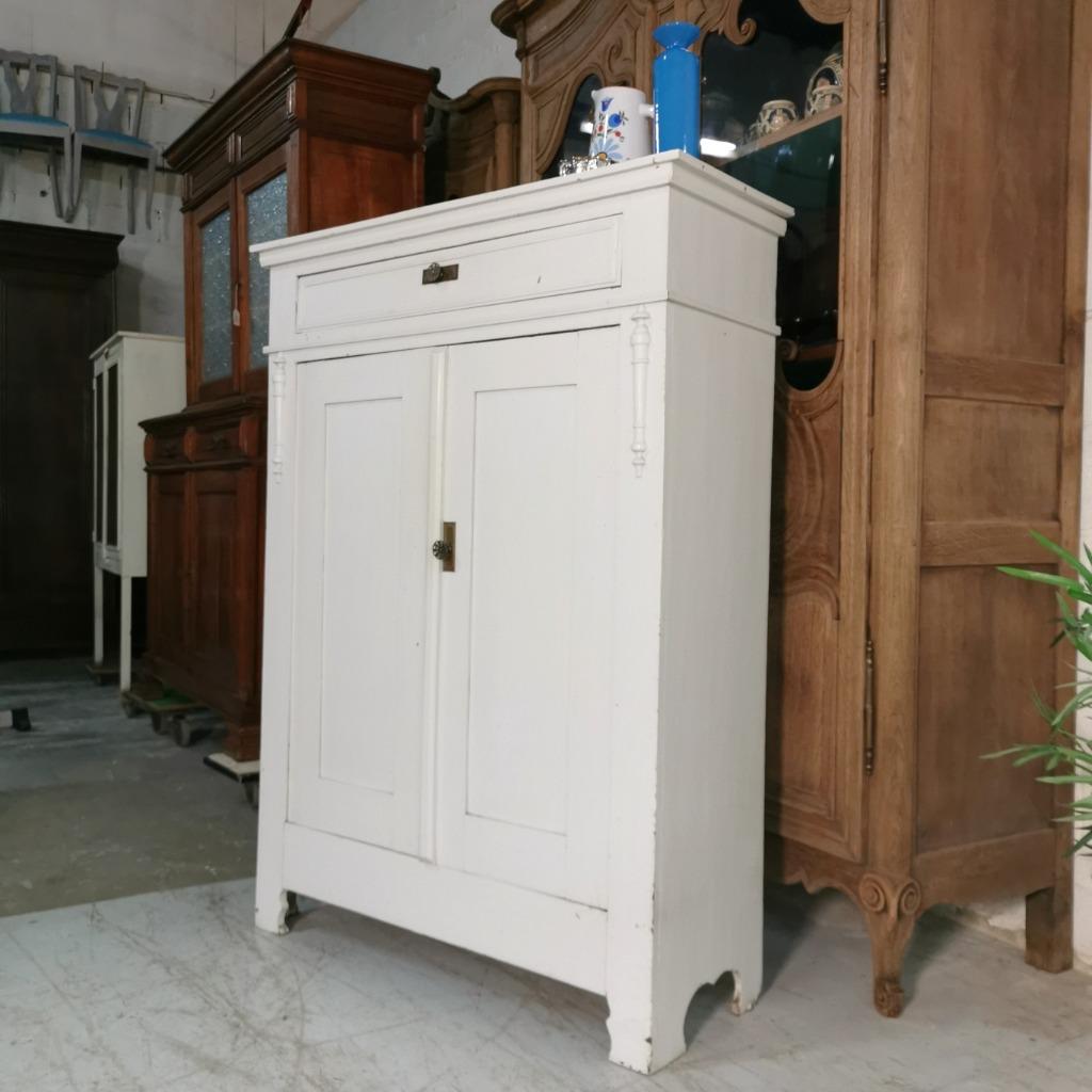 Antieke brocante boeren linnen/voorraadkast wit H 144 B 106, Antiek en Kunst, Ophalen