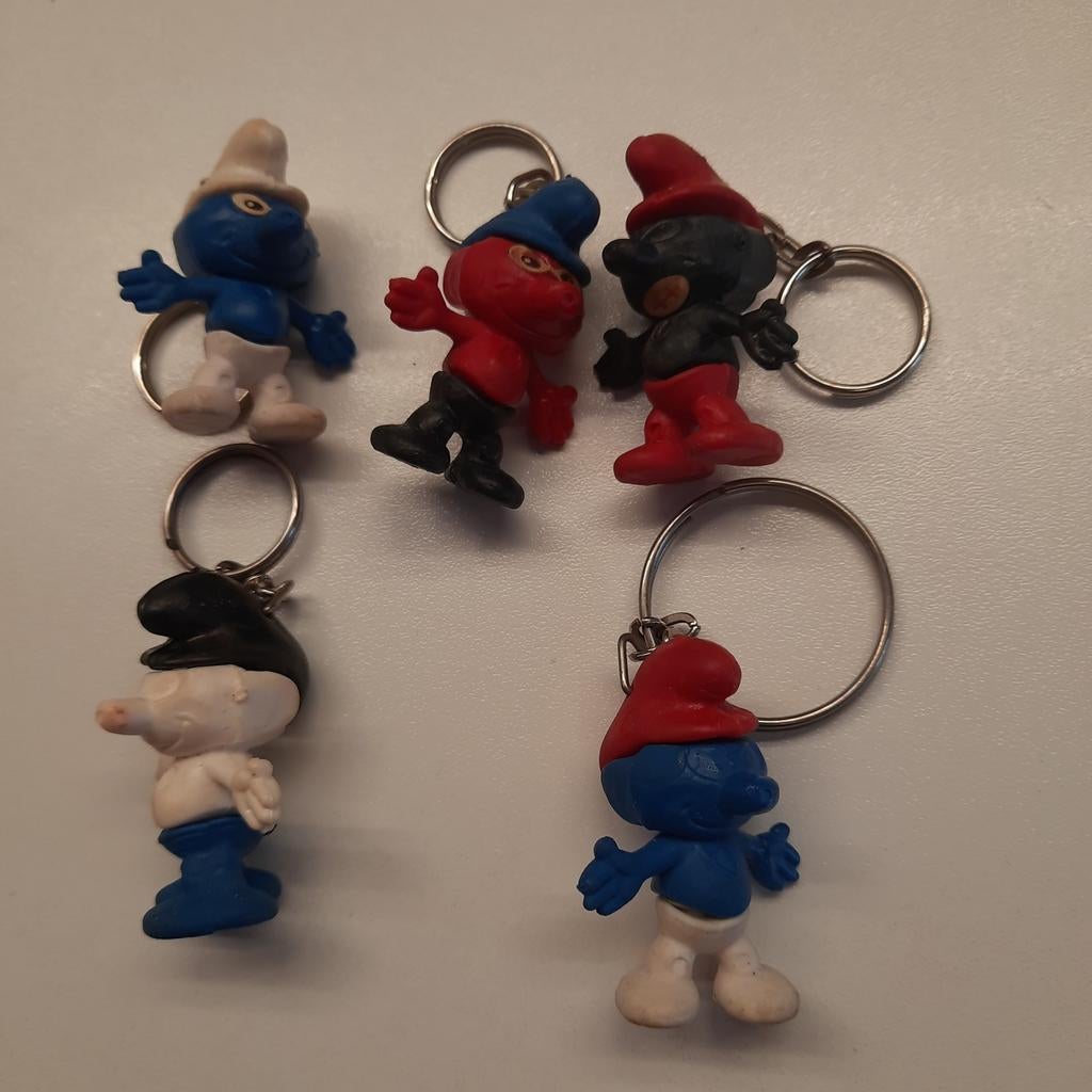 SMURFEN * 5 VINTAGE SLEUTELHANGERS * ZELDZAAM *, Verzamelen, Sleutelhangers, Gebruikt, Knuffel of Figuurtje, Ophalen