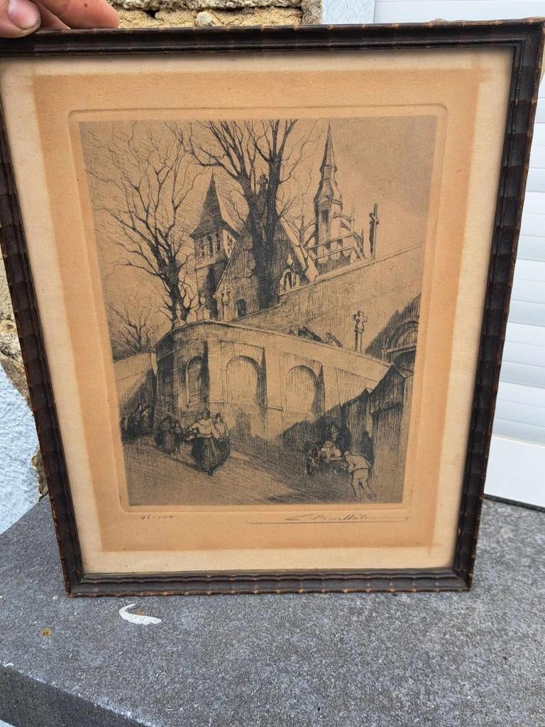 gravure signe camille barthelemy, Antiquités & Art, Enlèvement ou Envoi