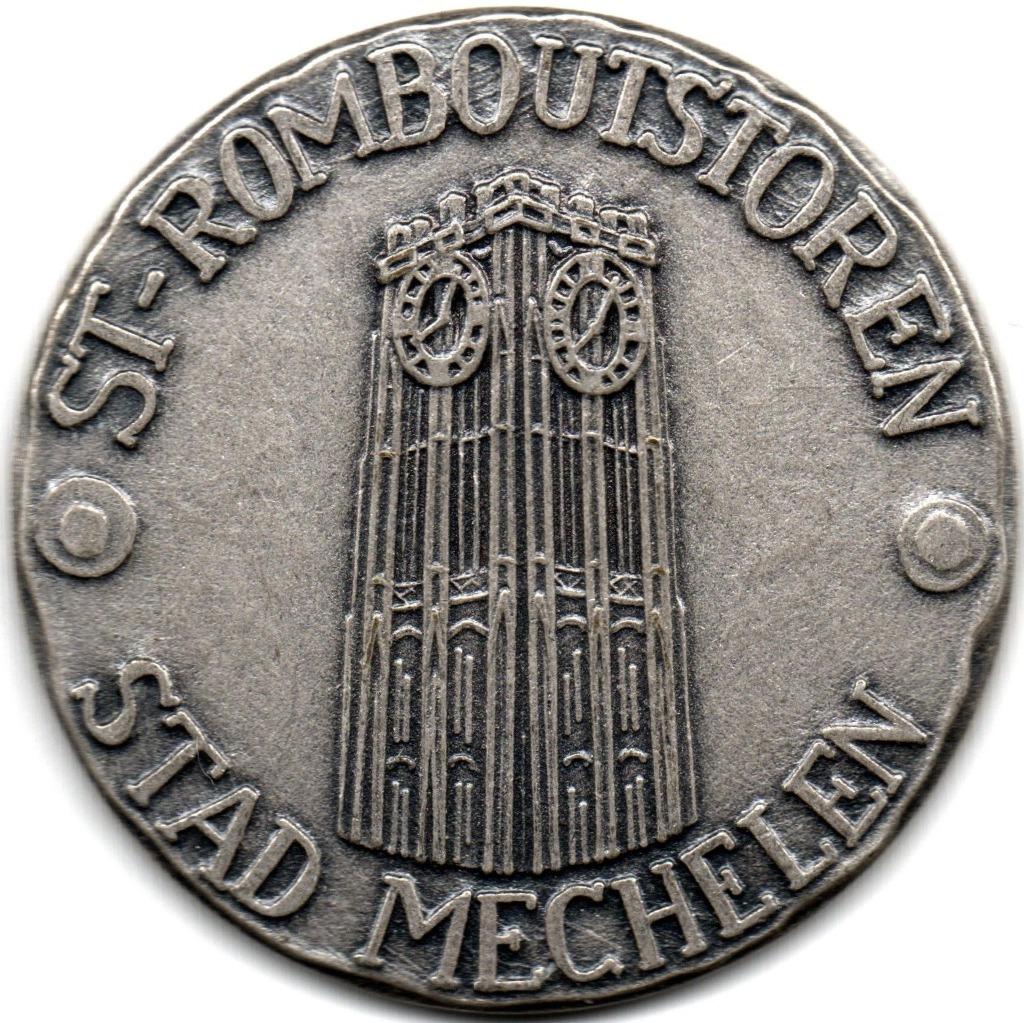 penning 1982 mechelen 50 mechelaar vzw eccomm, Postzegels en Munten, Penningen en Medailles, Ophalen of Verzenden, Overige materialen