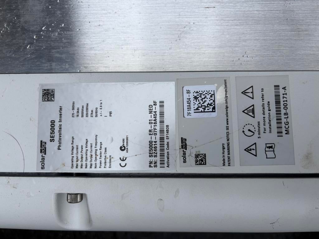 SolarEdge SE5000, Ophalen, Gebruikt
