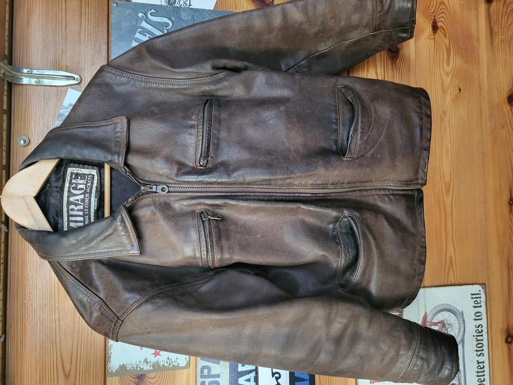 Veste en cuir des années 80Mirage original leather jacket M, Ophalen of Verzenden, Zo goed als nieuw