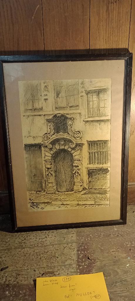 Dessin architectural signé Pol Muller, 1935, 45x64, n299, Enlèvement ou Envoi