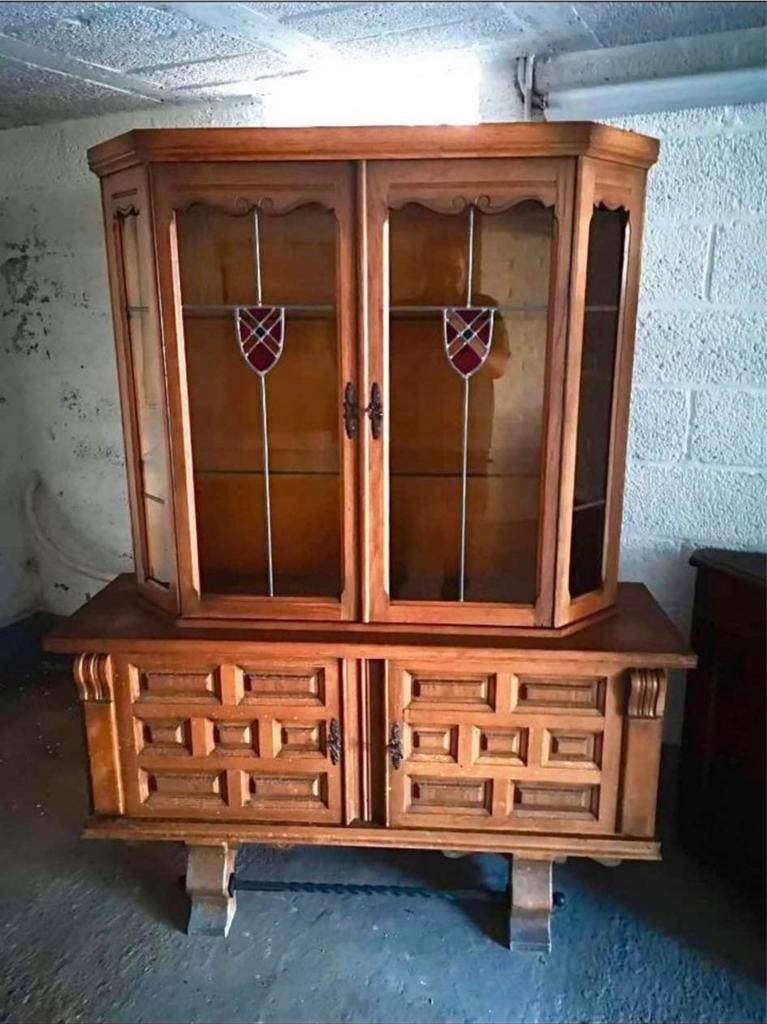 Vitrine - Meuble vitraux 2 pièces en très bon état !, Antiquités & Art, Antiquités | Meubles | Armoires, Enlèvement