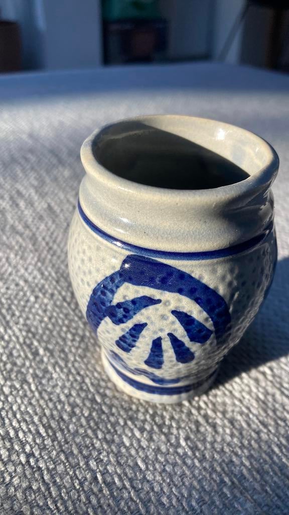 Keramiek potje met blauwe beschildering, Ophalen of Verzenden