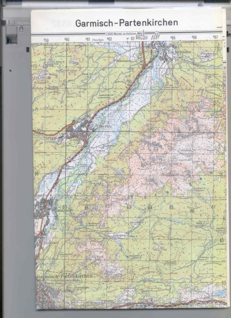 Landkaart gedetailleerd Duitsland Garmisch-Partenkirchen, Verzenden, Zo goed als nieuw, Duitsland, Landkaart