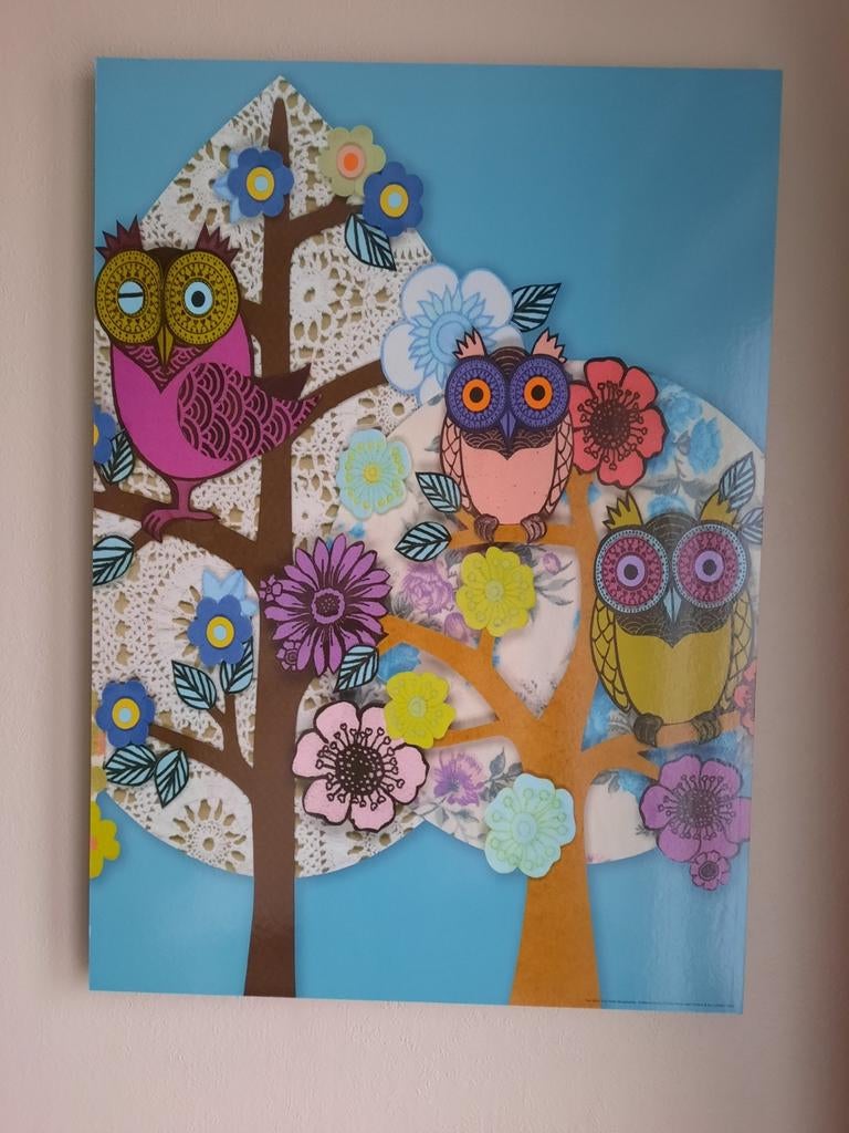 Vintage poster op houten plaat  70/50 cm, Ophalen of Verzenden