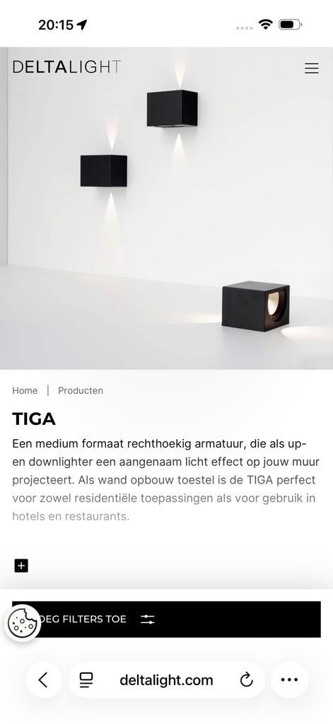Wandlamp buiten - Delta Light TIGA DIM, Ophalen of Verzenden, Nieuw, Metaal, Modern