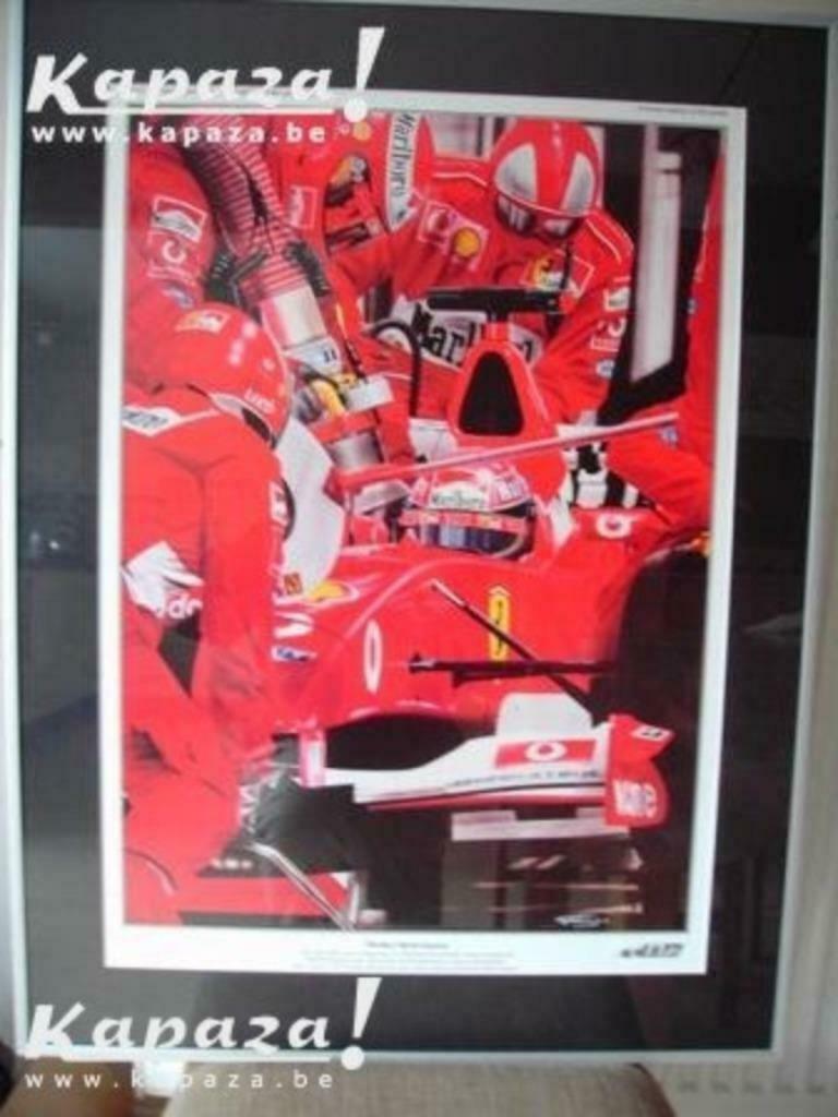 Michael SCHUMACHER Ferrari litho 'pitstop' ingekaderd, Enlèvement