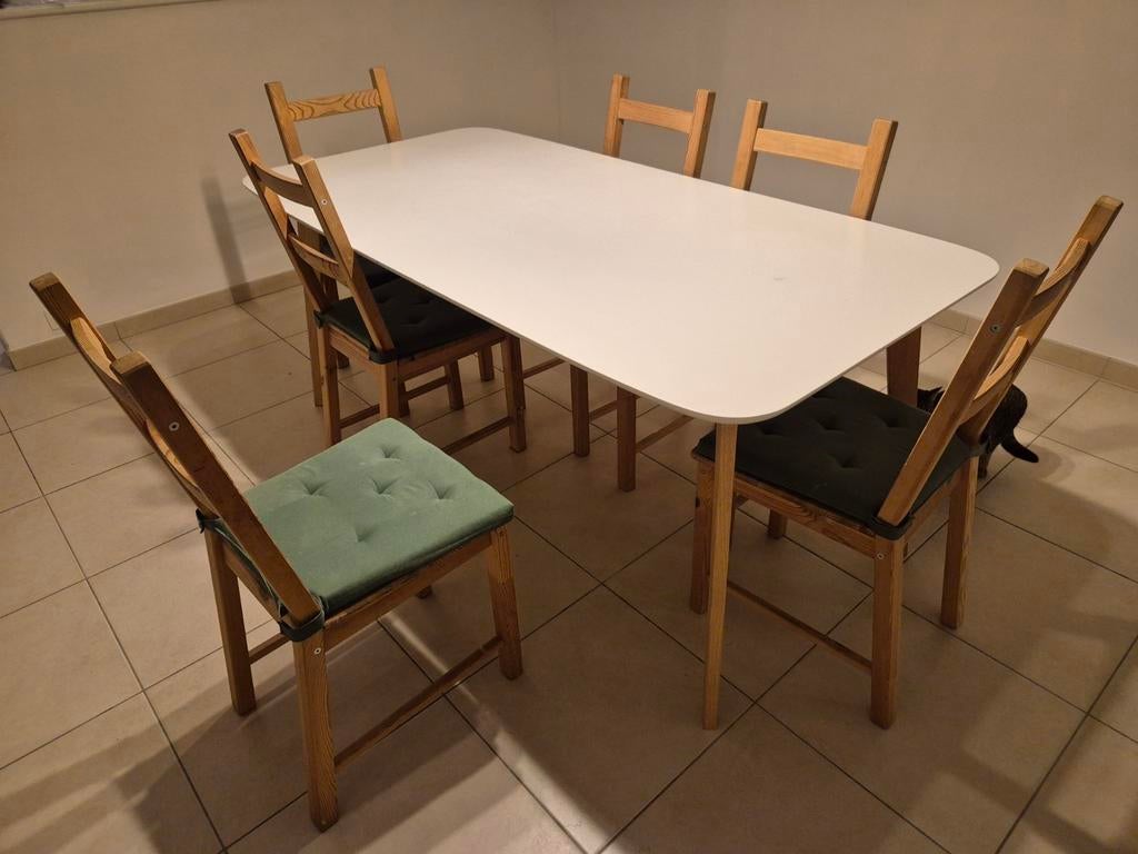 Table + 6 chaises, Brun, Enlèvement, Bois, Ikea