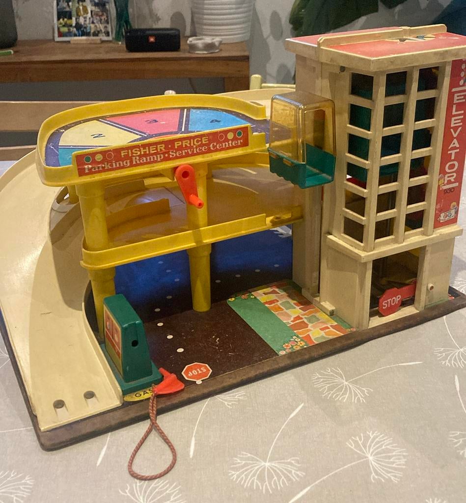 Vintage garage fisher price, Ophalen, Gebruikt, Auto of Voertuig, Met geluid