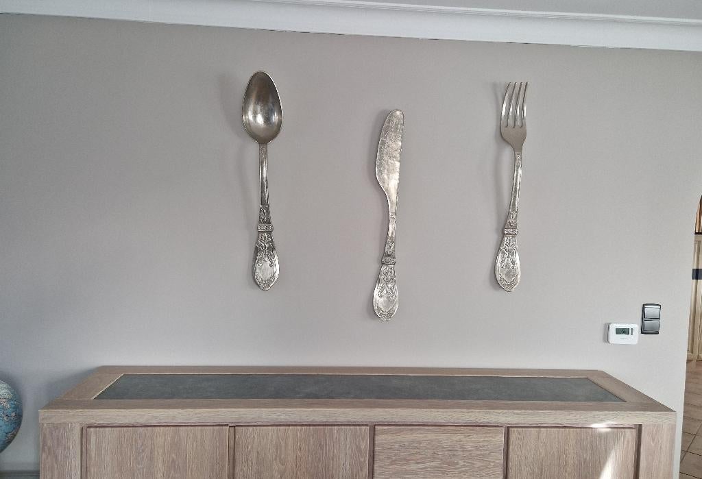 muurdecoratie mes vork lepel, Huis en Inrichting, Woonaccessoires | Wanddecoraties, Zo goed als nieuw, Ophalen of Verzenden