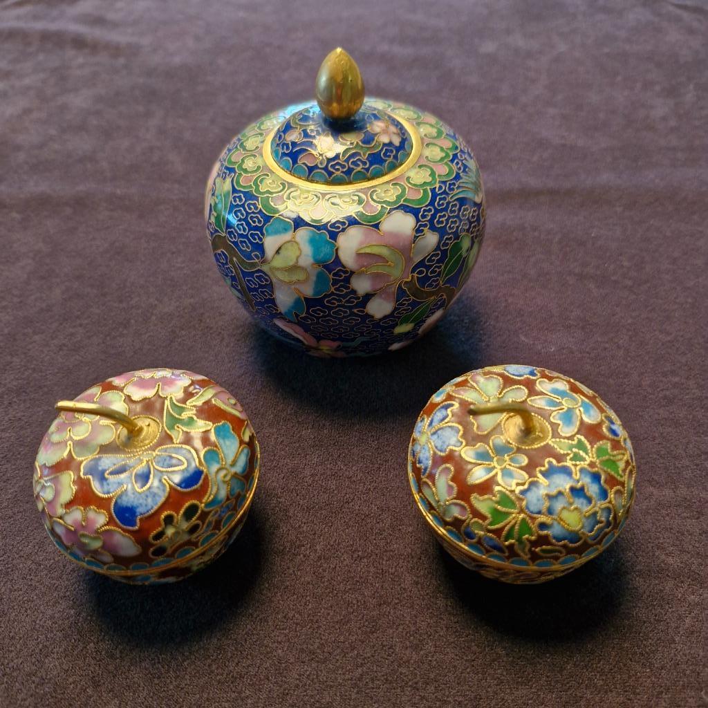 Setje vintage cloisonné, Ophalen of Verzenden
