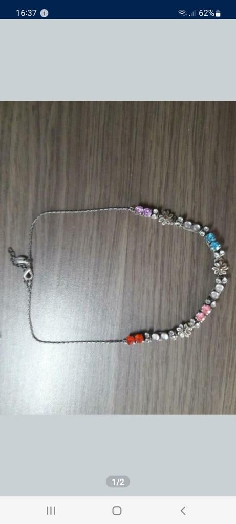 Collier genre argent vieilli et pierres, Handtassen en Accessoires, Kettingen, Overige materialen, Ophalen of Verzenden, Zo goed als nieuw