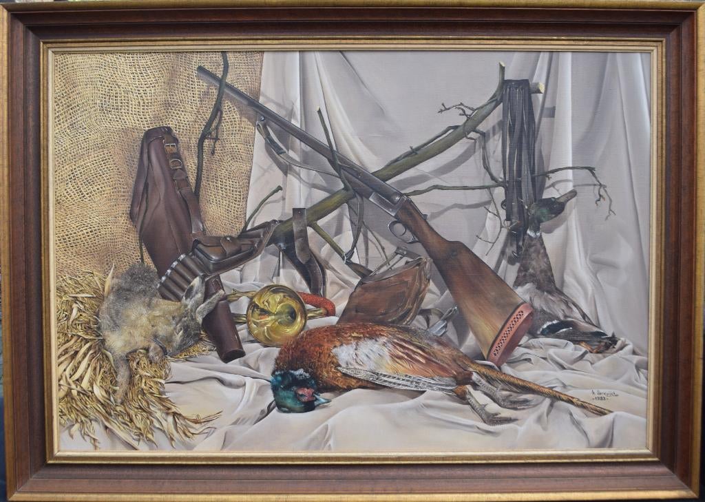 fijn geschilderd olieverfschilderij 136 x 96 incl. lijst, Ophalen