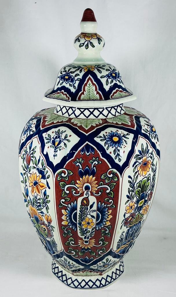 Vase et couvercle vintage | Série Boch Belgium Brugge, Enlèvement ou Envoi