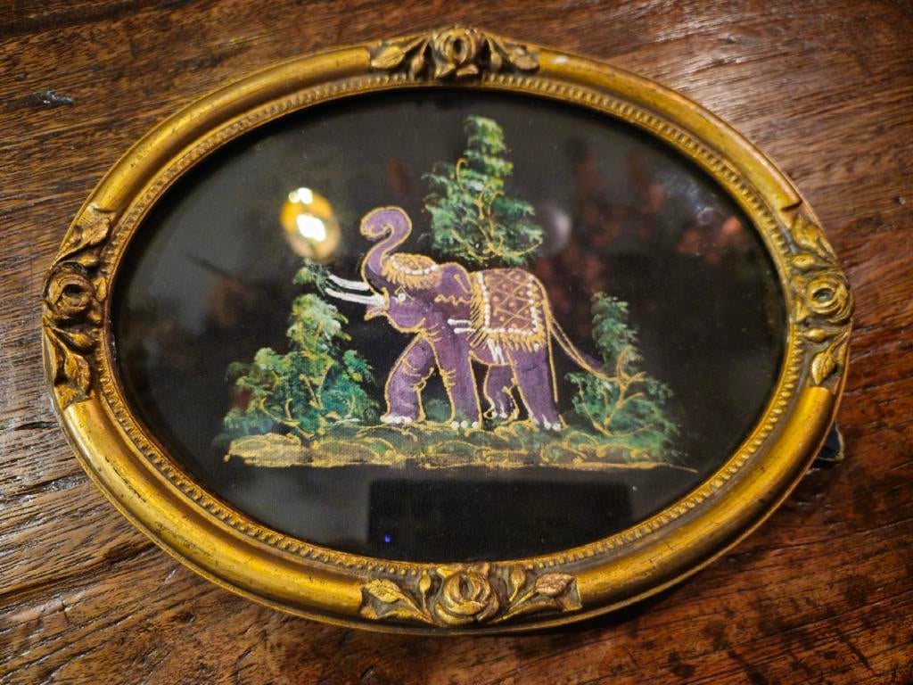Kunstwerkje olifantje Thailand handgeschilderd, Antiek en Kunst, Ophalen of Verzenden