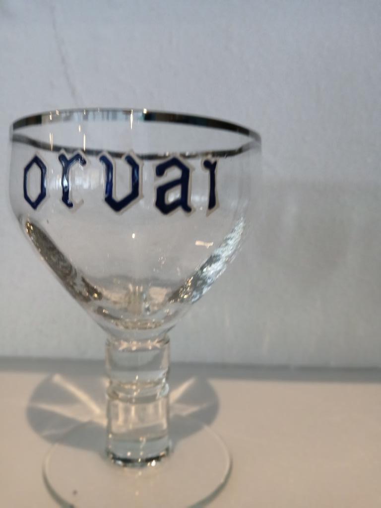 Ancien verre sur pied ORVAL émaillé (type Orvai), Enlèvement ou Envoi, Comme neuf, Verre ou Verres, Autres marques
