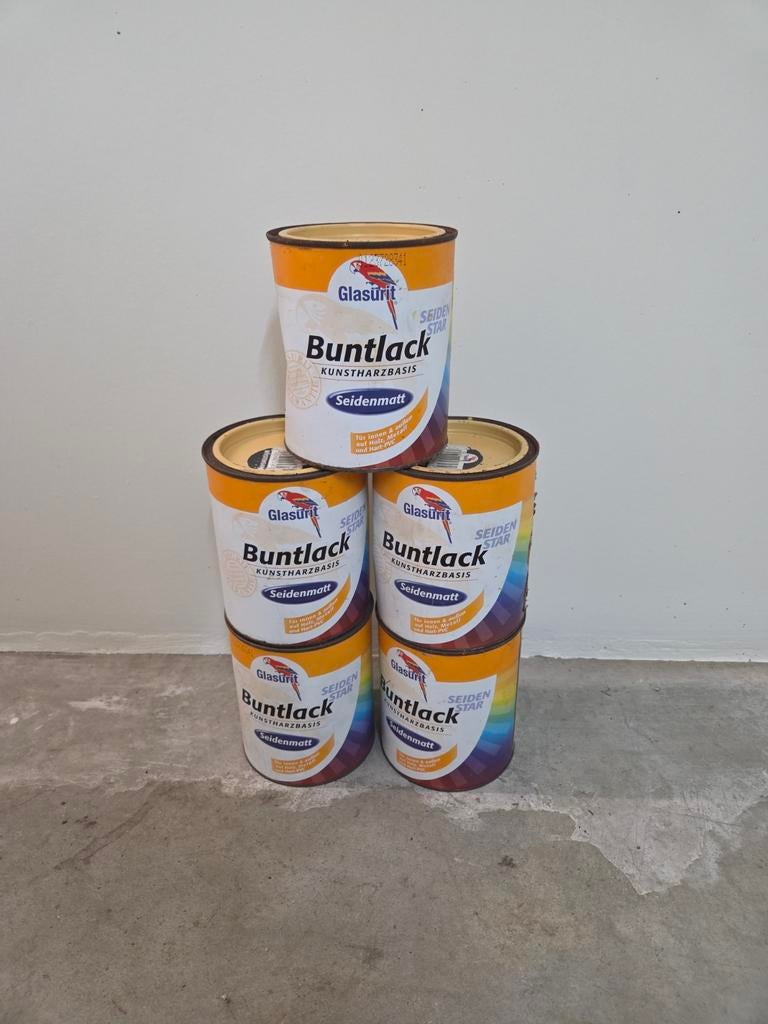 Glasurit Buntlack Seidenmatt – kleur Wüstensand 5 stuks, Ophalen, Beige
