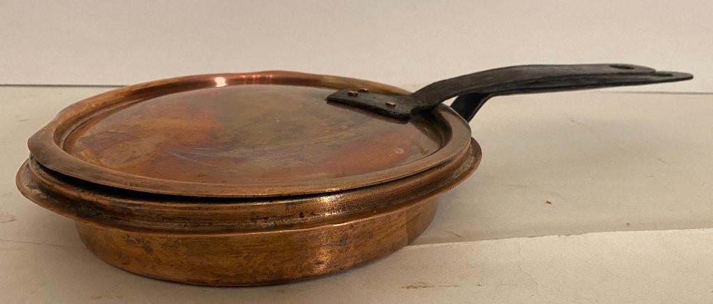 Oude koperen pan met deksel, Ophalen of Verzenden, Koper