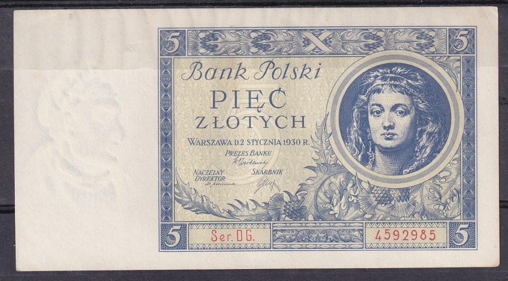 Pologne 5 zloty 1930, Enlèvement ou Envoi, Pologne, Billets en vrac