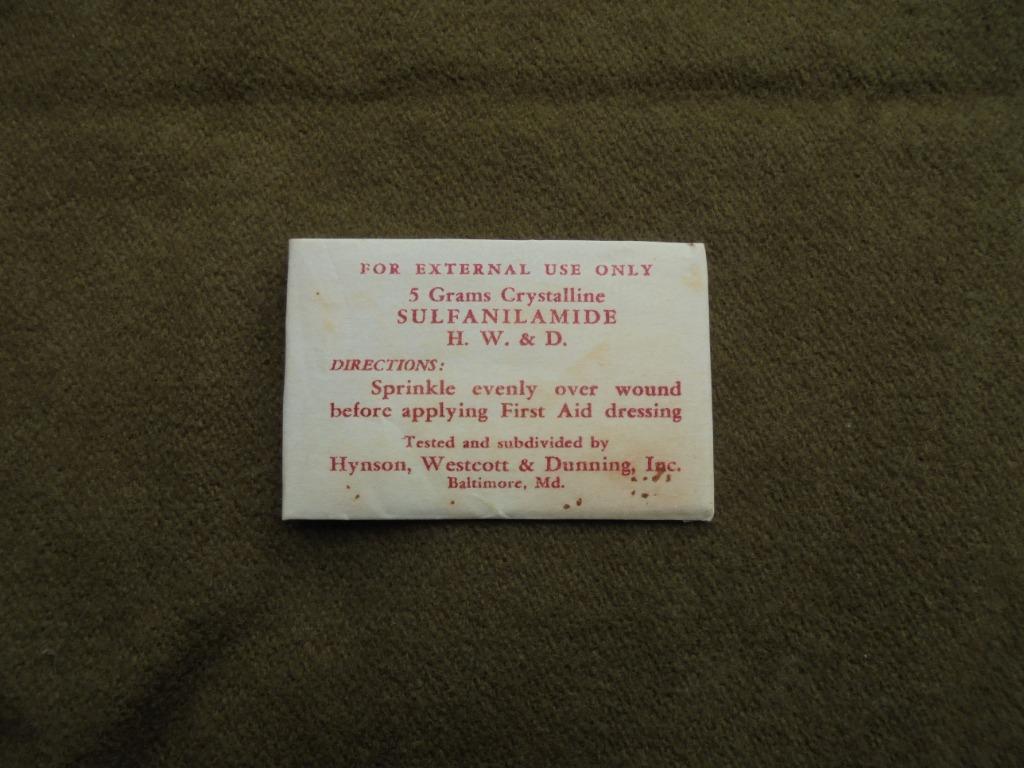sachet de sulfanilamide  du medical departement us army ww2, Enlèvement ou Envoi, Armée de terre