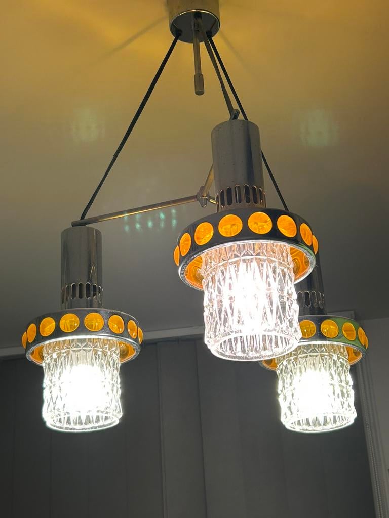 Vintage hanglampen, Ophalen, Gebruikt, Glas, Jaren 60 /70