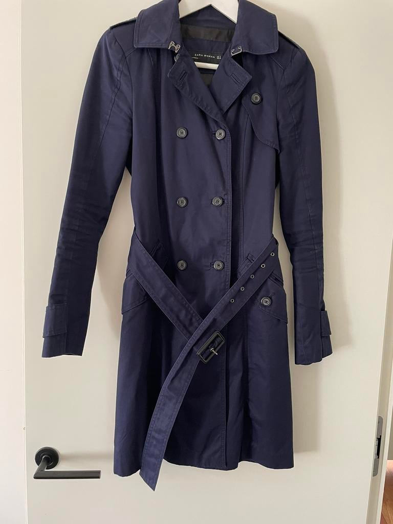 Donkerblauwe trenchcoat maat S, Kleding | Dames, Ophalen of Verzenden, Zo goed als nieuw, Maat 36 (S)